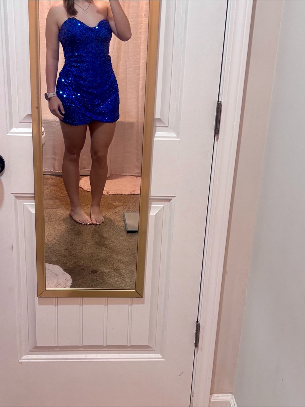 Royal Blue Sequin Strapless Mini Dress